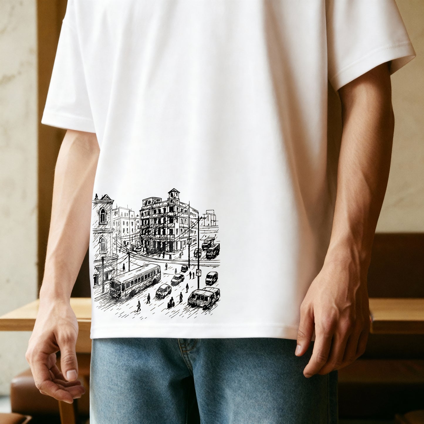 Beyond the Hour – Oversized Drop Shoulder Tee ( WHITE )